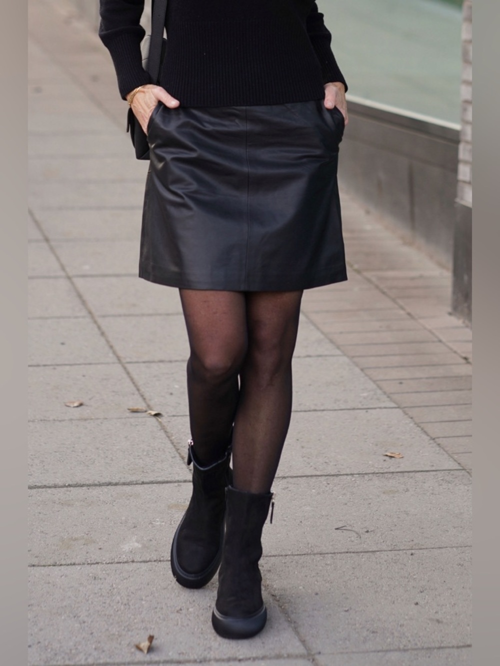 Part Two Copenhagen Lambskin Leather A Line Mini Skirt Size 36 Scandi Classic